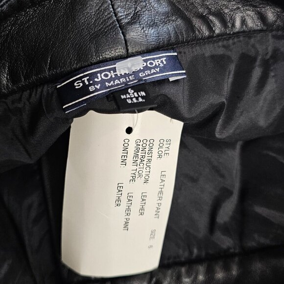 St. John Sport Vintage 100% Leather Straight Boot Pant, TALL INSEAM, Size 6, NWT - Picture 6 of 10